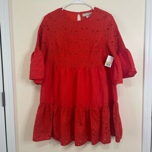 NWT Flying tomato red orange Eyelet Lace Dress